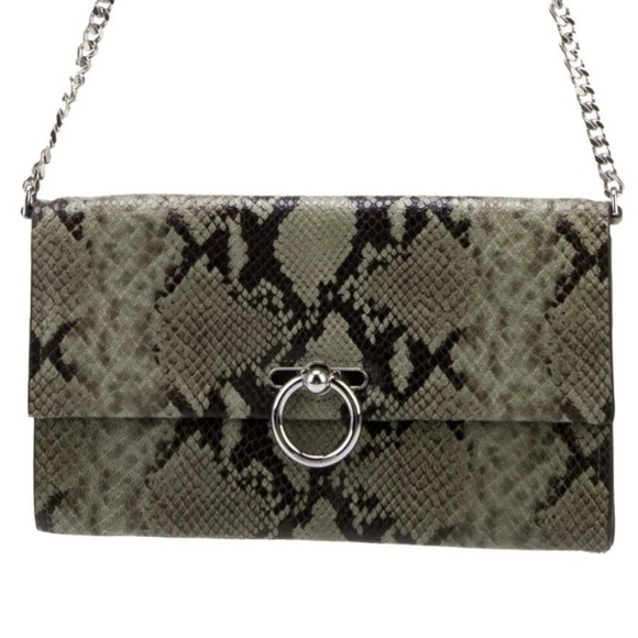 Rebecca Minkoff Jean Chain Link Natural Python Embossed Convertable Clutch NWT - Picture 2 of 13